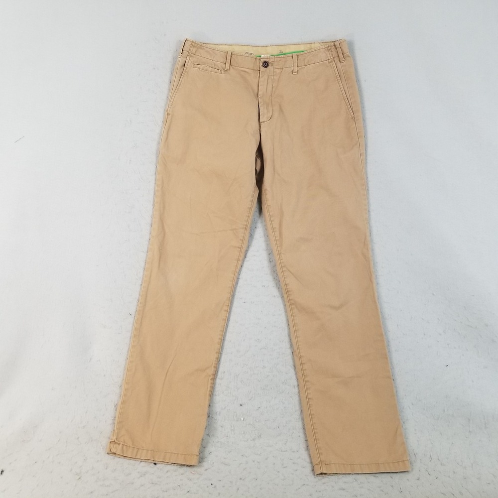 Gap Chinos Mens 36x34 Tan Khaki Straight Leg 100% Cotton Flat Front Casual Pants